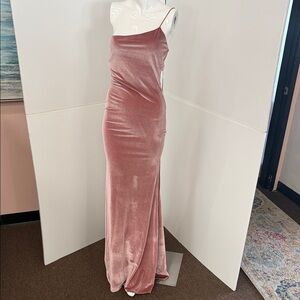 Pia Gladys Perey Elegant Velvet Maxi Dress in Blush